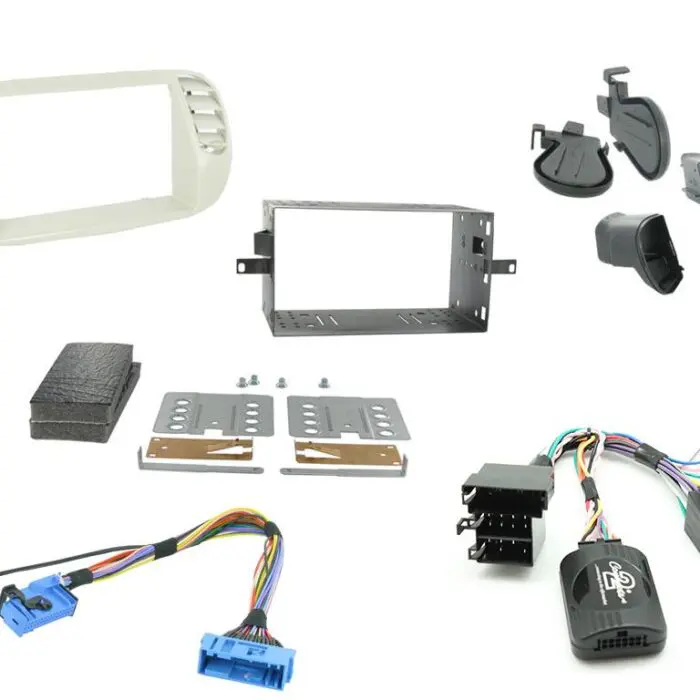 2 Din Fiat 500 DD Beige Monterings kit