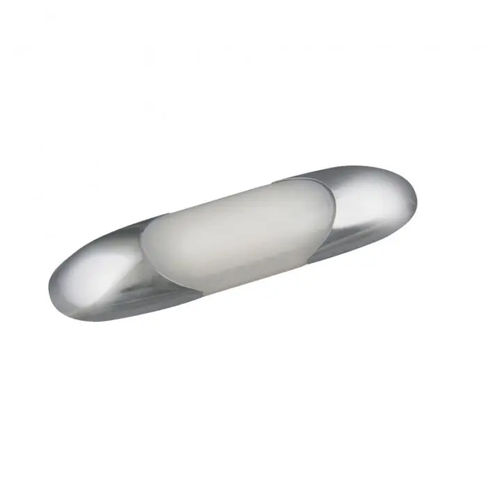 LED flad dørtrin-panel lampe krom m/ mat hvid linse 12V