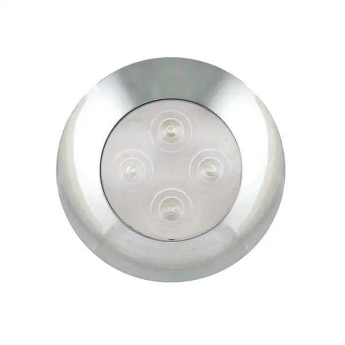 LED rund interiør lampe hvid m/mat hvidt glas 12V Ø75mm