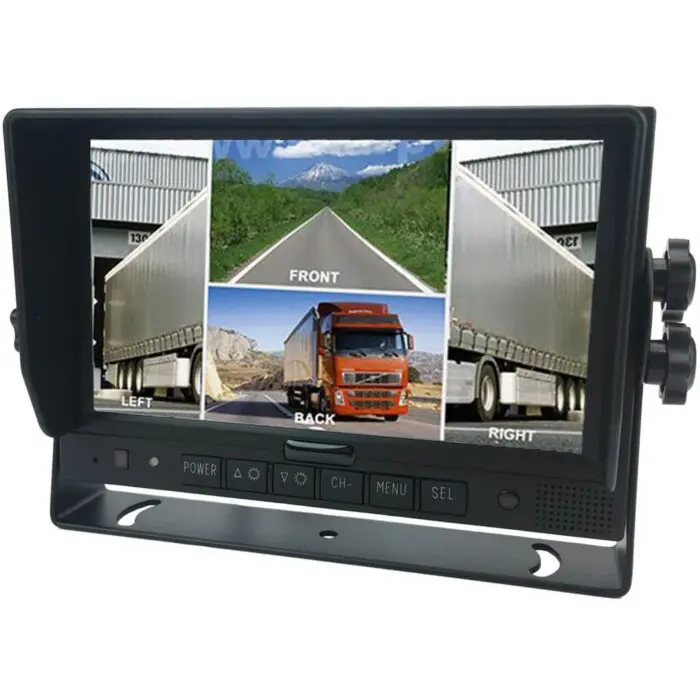 Monitor 7" Quad med 4 kamera indgange til bakkamera m.m.