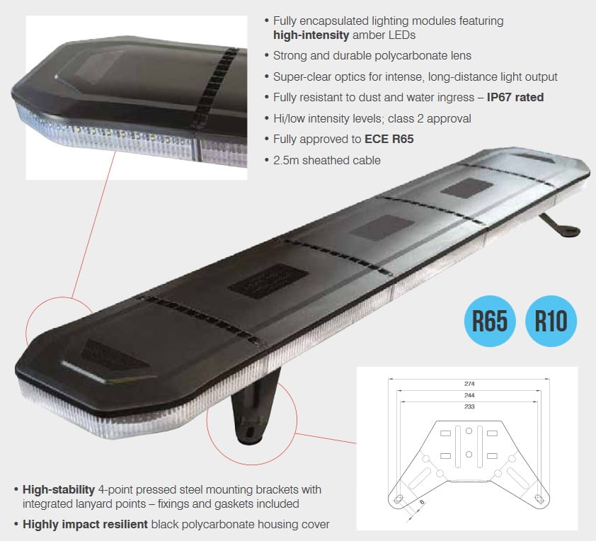LED lysbro 1345 mm orange lys & natsænkning til tagmontering - Image 4