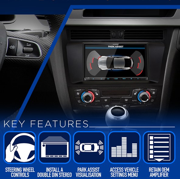 2 Din Audi A4 / A5 monteringskit m/amp uden MMI til Carplay m.m.