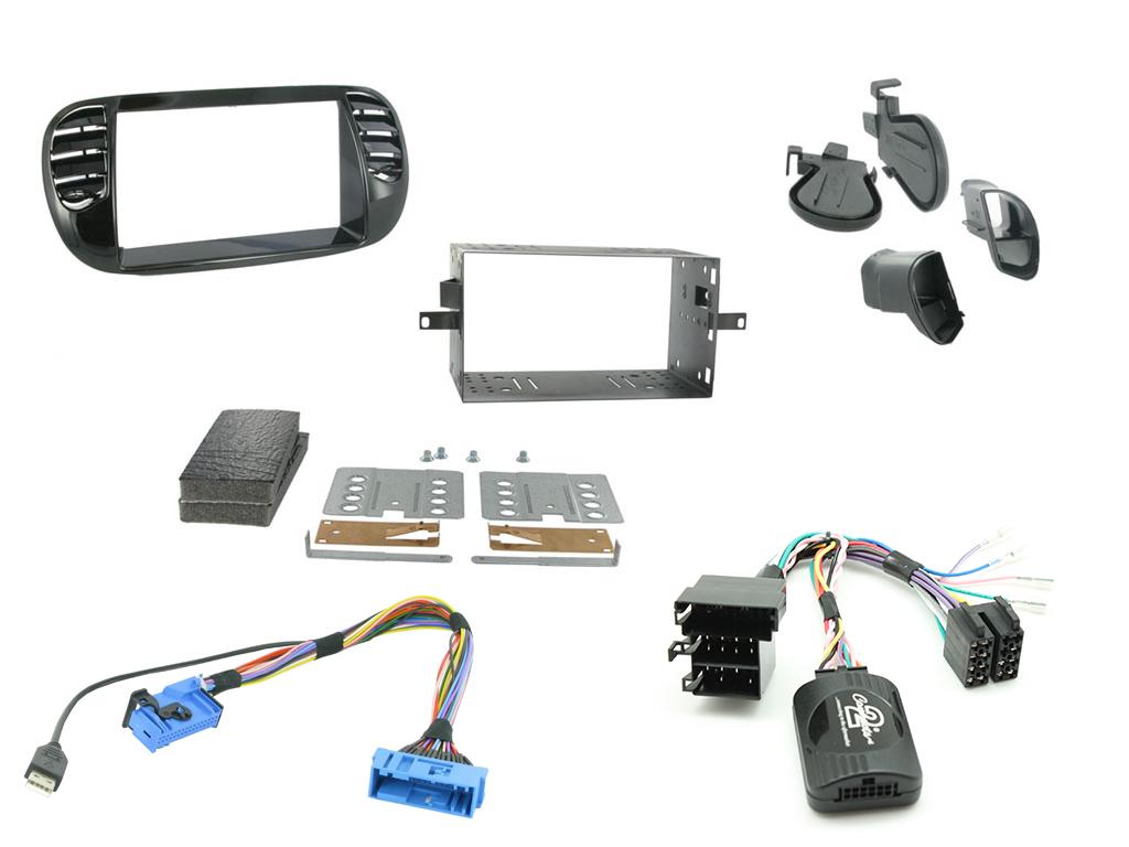 2 Din Fiat 500 DD Black Monterings kit