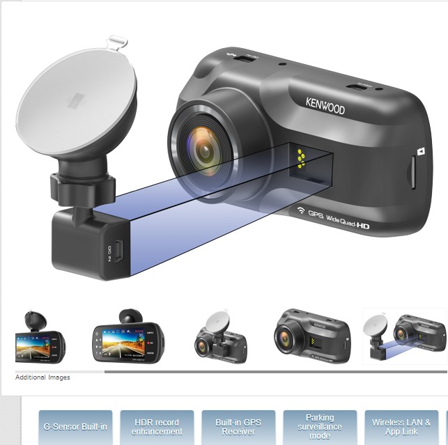 Kenwood DRV-A601W 4K HD kørselsoptager - Image 3