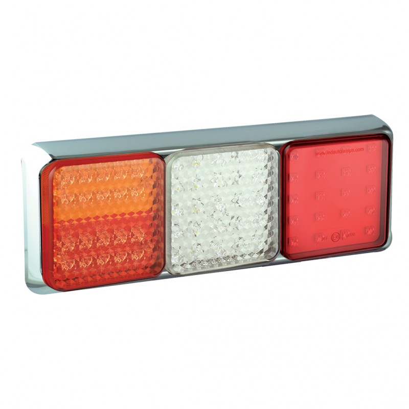 LED 3 delt kombinationsbaglygte krom