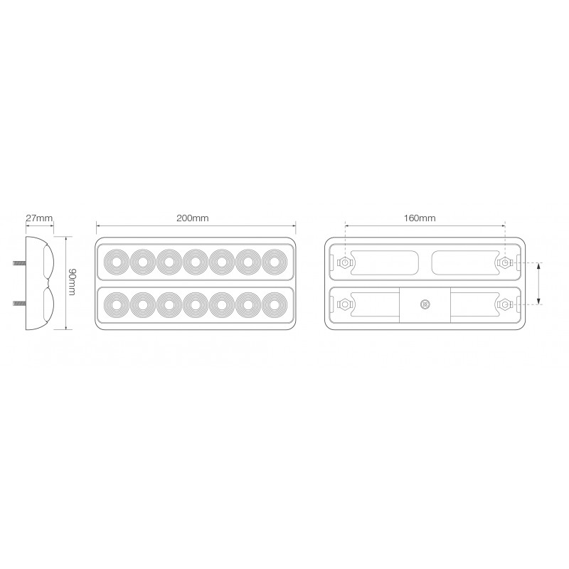 LED 2 delt slimline kombinations baglygte sort - Image 2