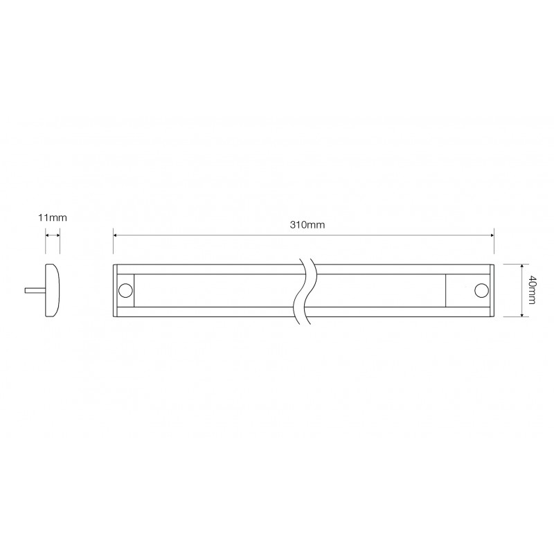 Graphitgrå alu LED strip lampe 12V - 310mm - Image 2