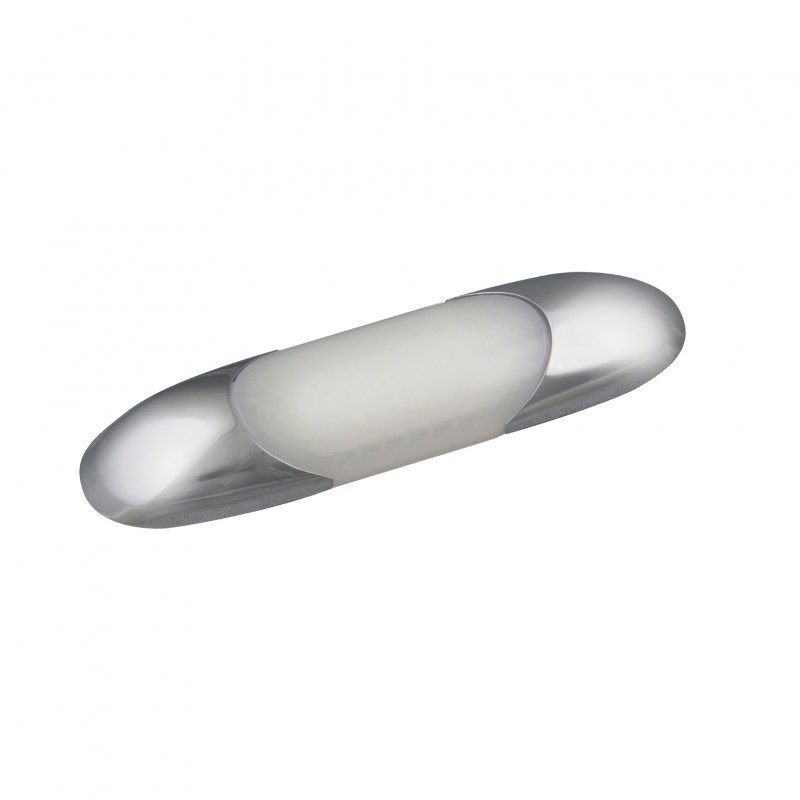 LED flad dørtrin-panel lampe krom m/ mat hvid linse 12V