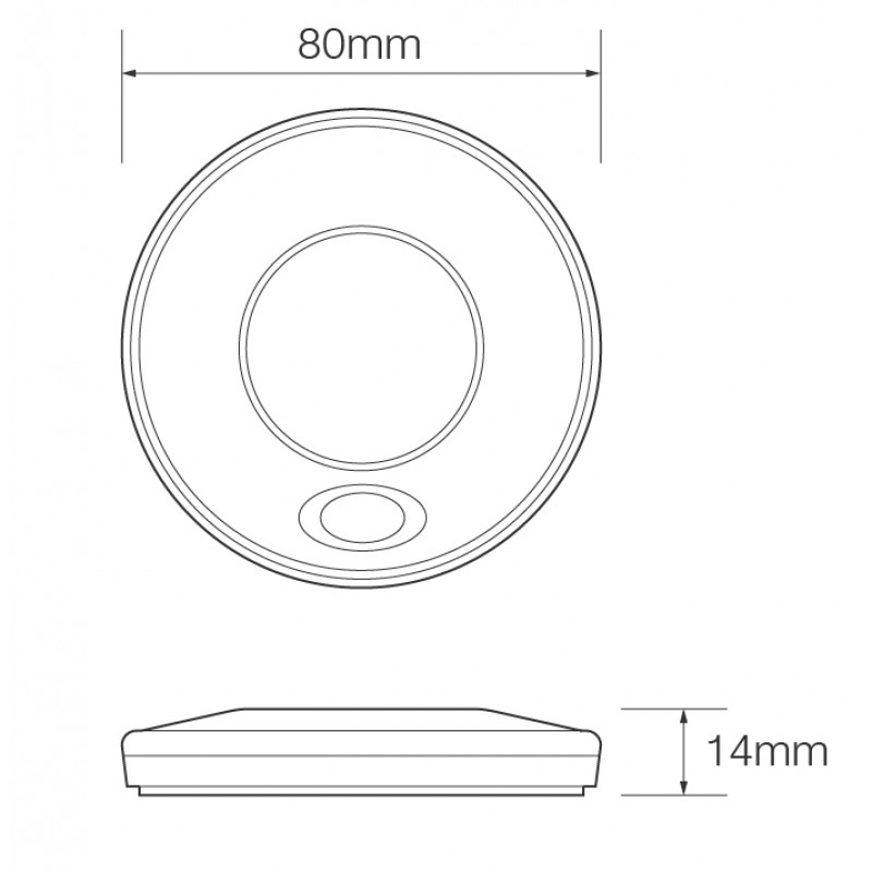 LED rund interiør lampe hvid m/klart glas 12V on/off Ø79mm - Image 2