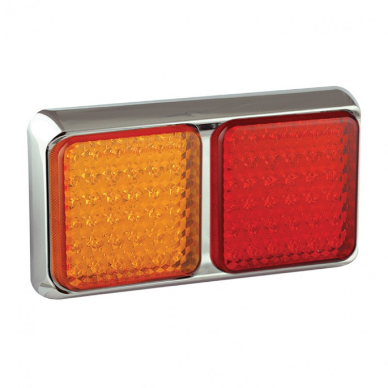 LED 2 delt kombinations baglygte krom