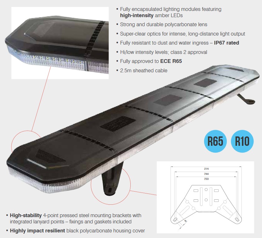 Led lysbro 862mm orange med natsænkning til tagmontering - Image 3