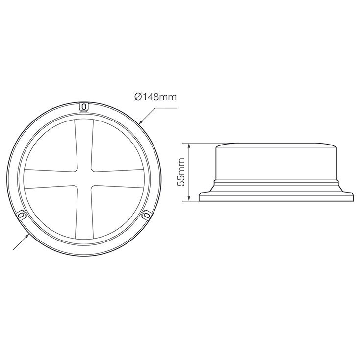 Slimline Led Beacon 148mm hvidt glas orange lys - Image 3