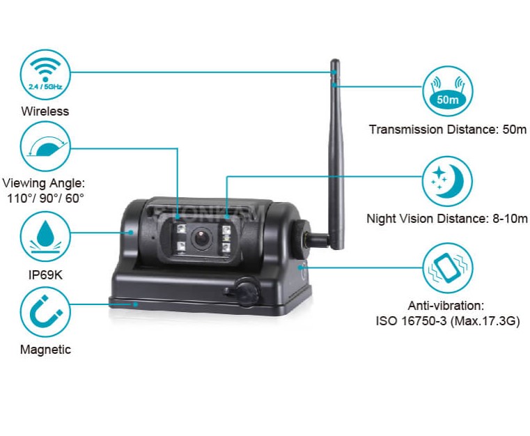 Tråløst Wifi HD bakkamera med indbygget batteri - Image 3