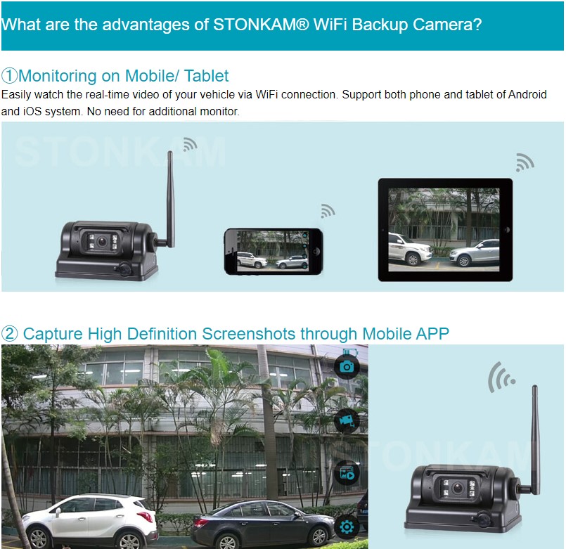 Tråløst Wifi HD bakkamera med indbygget batteri - Image 4