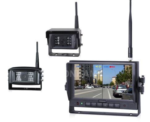 Monitor 7" trådlås bakkamera system inkl 2 trådløse kamera