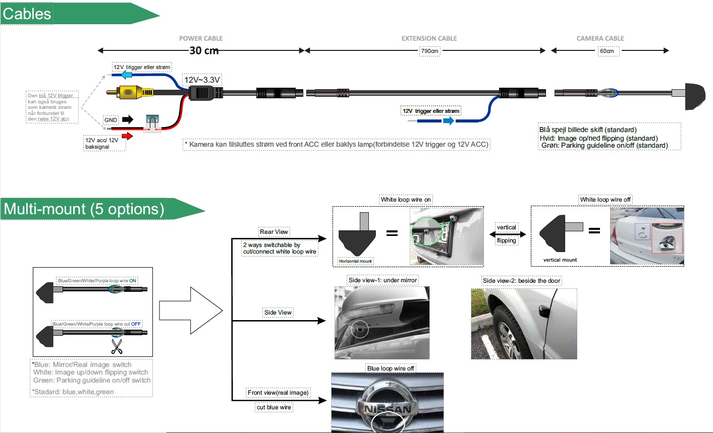 Universelt front og bakkamera med advanceret HD teknik 180° - Image 3
