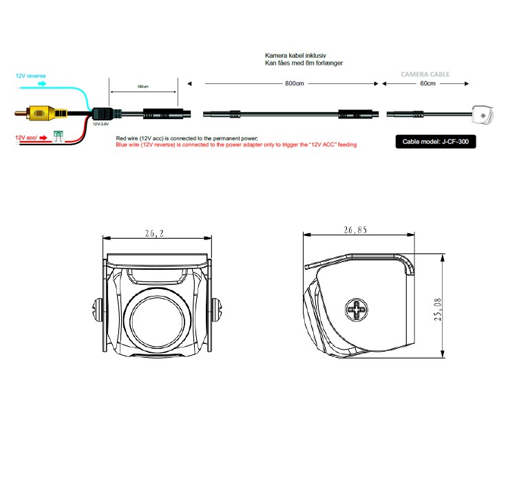Bakkamera proff mini hvidt med visir 190° billede - Image 2