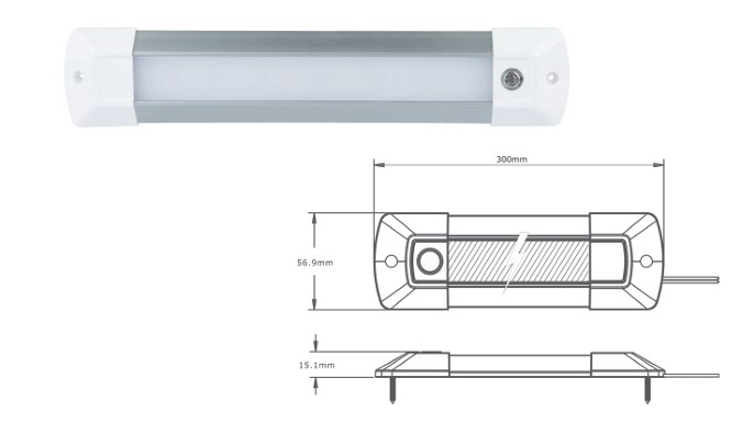 LED interiør 300mm lys skinne med PIR sensor