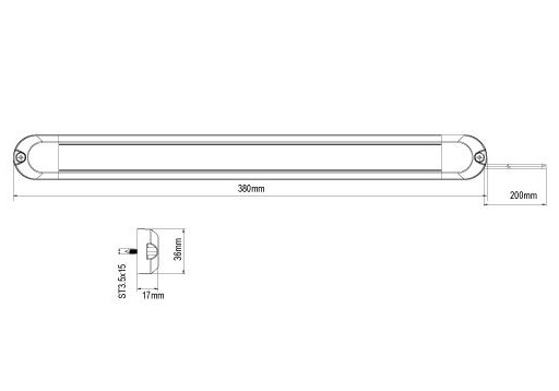 LED lysskinne 380mm m/pir sensor - Image 2