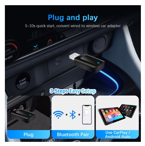 Trådløs Apple Carplay/Android Auto Dongle - Image 3