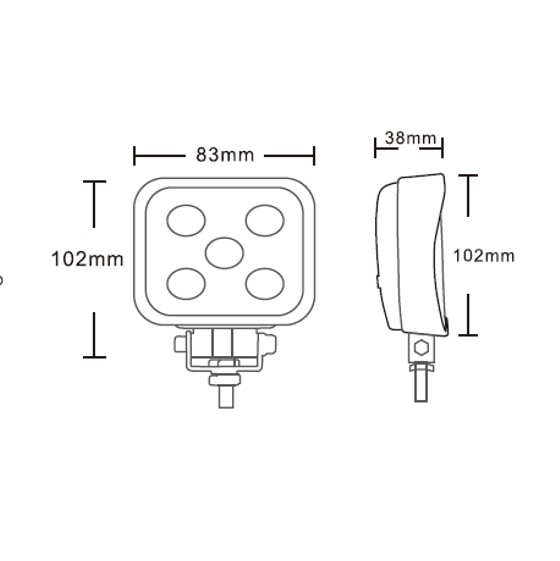 LED arbejdslampe 15W 82mm R10 godkendt 12-80 volt - Image 3