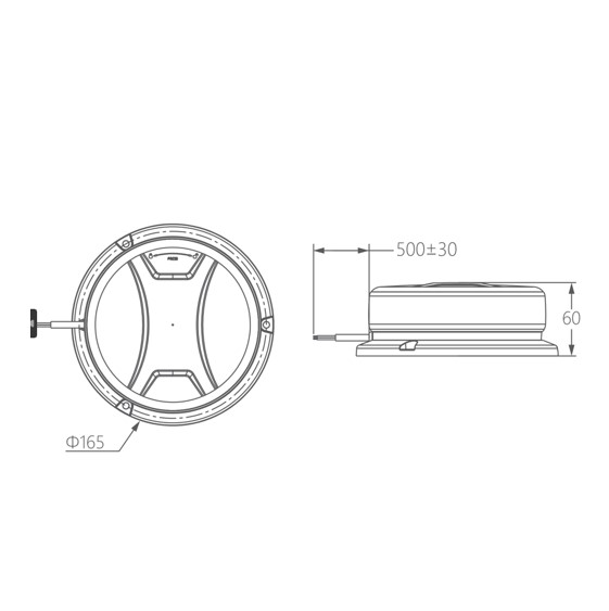 LED beacon tagblink slim hvid glas orange lys ø165mm - Image 3