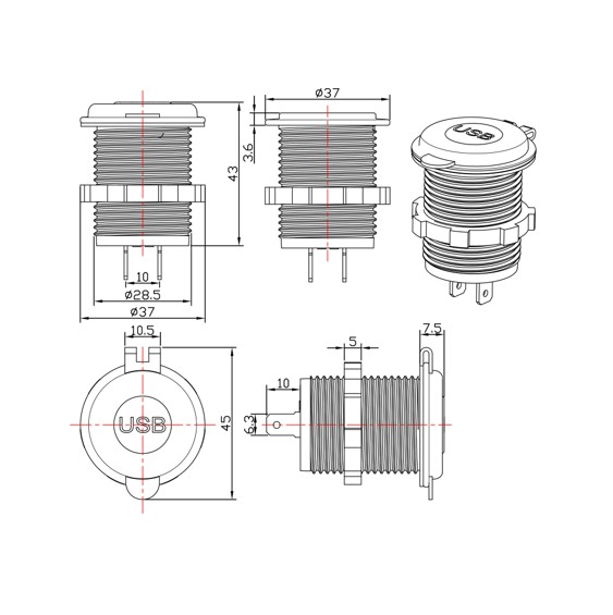 Indbygnings USB udtag 12/24V USB A+C - Image 3