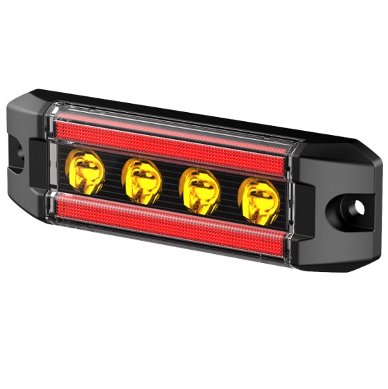 Slim kombi advarsels blitzlys med rødt stoplys/positionslys