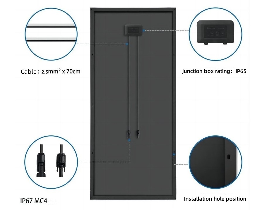 TopCon Solpanel 12V 240W Sort i Alu ramme - Image 3